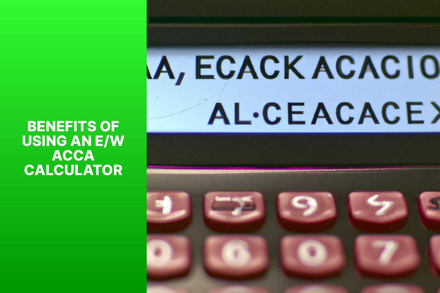 Benefits of Using an E/W Acca Calculator - EW Acca Calculator: Calculating E/W Accumulator Bets 